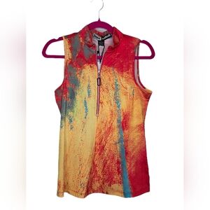 Jamie Sadock Woman’s Golf Athletic Sleeveless Top Red Yellow Multi Sz SMALL NWT
